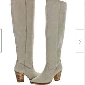 Leather knee-high heeled boots